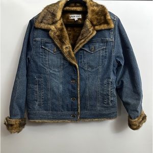 Marvin Richards Faux Fur Lined Jean Jacket Large. Like New!!!